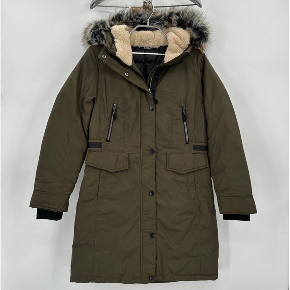 Stoic Insulated Down Parka Jacket with Removable Hood Faux Fur Lined size S - Picture 1 of 9